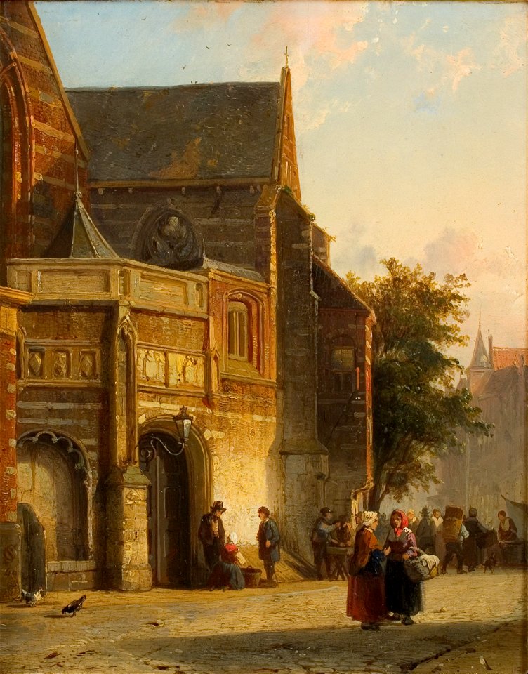Cornelis Springer - Bij de Oude Kerk te Amsterdam - 0157 - Rijksmuseum Twenthe