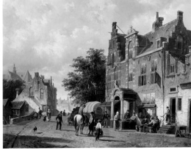 Cornelis Springer - Street in Haarlem - 67.671 - Museum of Fine Arts