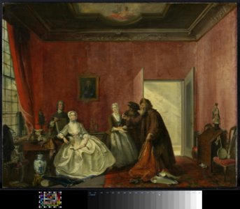 Cornelis Troost - De 'Spilpenning', 3de bedrijf, 5e toneel uit het gelijknamige toneelstuk van Thomas Asselijn - BR2102 - Rijksmuseum Twenthe