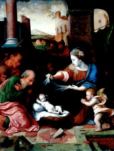 Cornelis van Cleve - Nativity. Free illustration for personal and commercial use.
