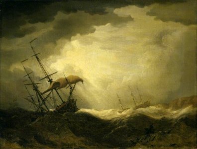 Cornelis van de Velde (1675-1729) - Ships Driving onto a Rocky Shore in a Heavy Sea - BHC0985 - Royal Museums Greenwich. Free illustration for personal and commercial use.