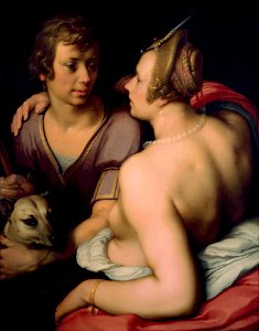 Cornelis van Haarlem - Venus en Adonis. Free illustration for personal and commercial use.