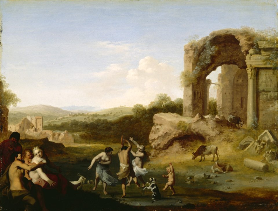 Cornelis van Poelenburgh - Figures Dancing near a Ruin - 66.6 - Detroit Institute of Arts