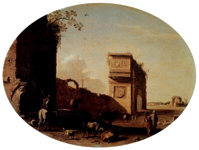 Cornelis van Poelenburch - Roman Ruins - WGA18013. Free illustration for personal and commercial use.