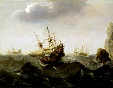 Cornelis Verbeeck (c.1590-c.1637) - A Ship in a Rough Sea - BHC0725 - Royal Museums Greenwich