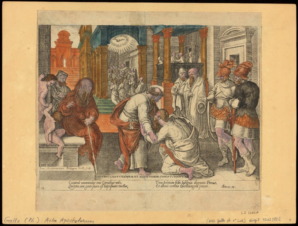 Cornelius Kneeling Before St Peter 1582 print by Stradanus, S.I 55837, Prints Department, Royal Library of Belgium