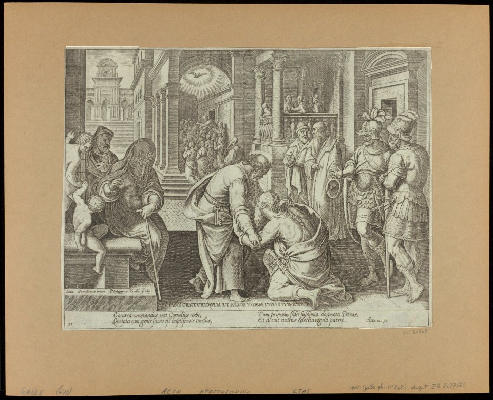 Cornelius Kneeling Before St Peter 1582 print by Stradanus, S.I 55807, Prints Department, Royal Library of Belgium