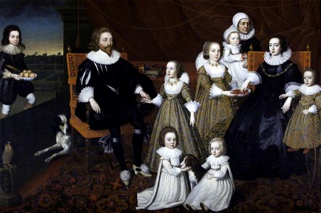 Cornelius Johnson (1593-1661) (after) - Sir Thomas and Lady Lucy with Seven of Their Children - 533841 - National Trust