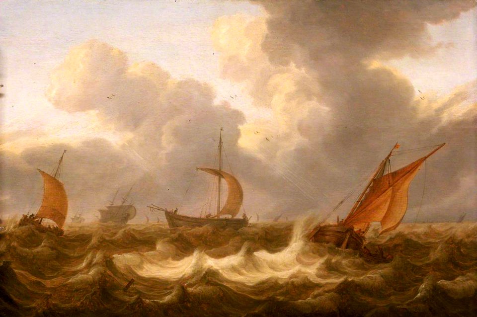 Cornelius Leonardsz. Stooter (c.1600-1655) - Fishing Boats in a Choppy Sea - BHC0786 - Royal Museums Greenwich