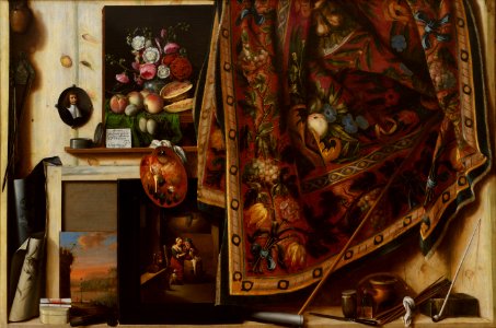 Cornelius Norbertus Gijsbrechts - Trompe l'oeil. A Cabinet in the Artist's Studio - Google Art Project. Free illustration for personal and commercial use.