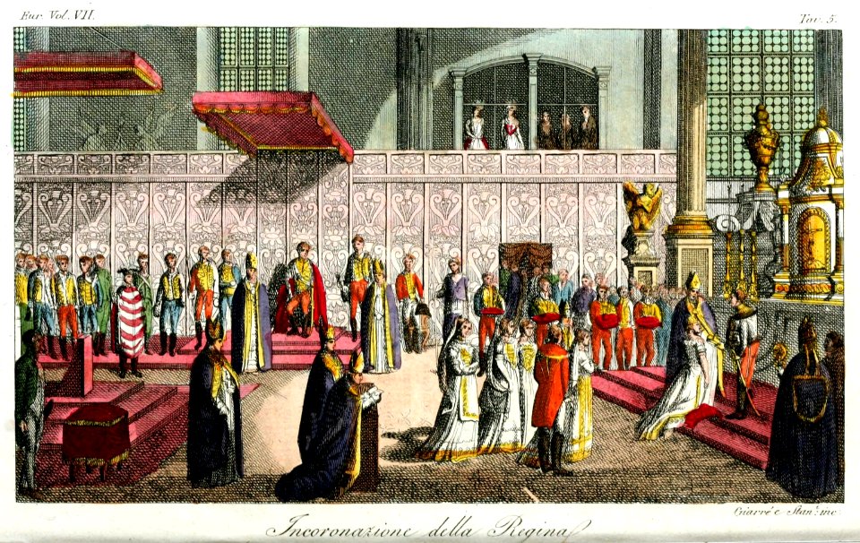 Coronation Day of Mary of Hungary, Illustration for Il costume antico e moderno by Giulio Ferrario 1831 (8)