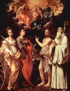 Coronation of Mary with saints by Guido Reni. Free illustration for personal and commercial use.