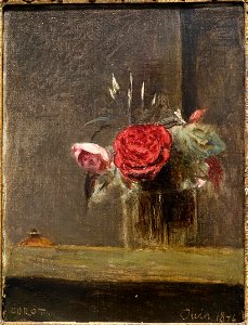 Roses in a Glass by Jean-Baptiste-Camille Corot, 1874, oil on canvas - Museu de Arte de São Paulo - DSC07312