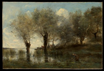 Corot - A Pond in Picardy, ca. 1867. Free illustration for personal and commercial use.