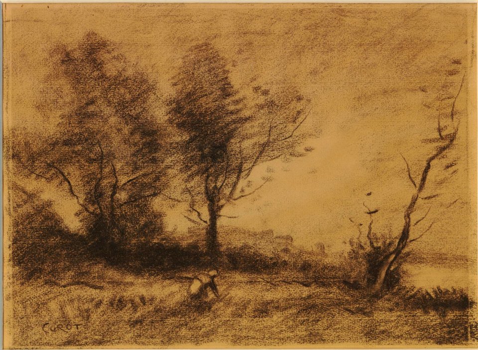 Corot - Landscape with trees and a peasant woman, 1919,0412.3