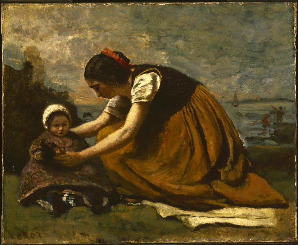 Corot - Mother and Child on a Beach, c. 1860
