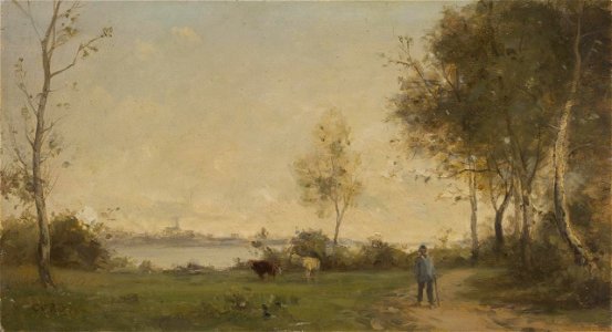 Corot - Landscape sketch, c. 1855-1860. Free illustration for personal and commercial use.