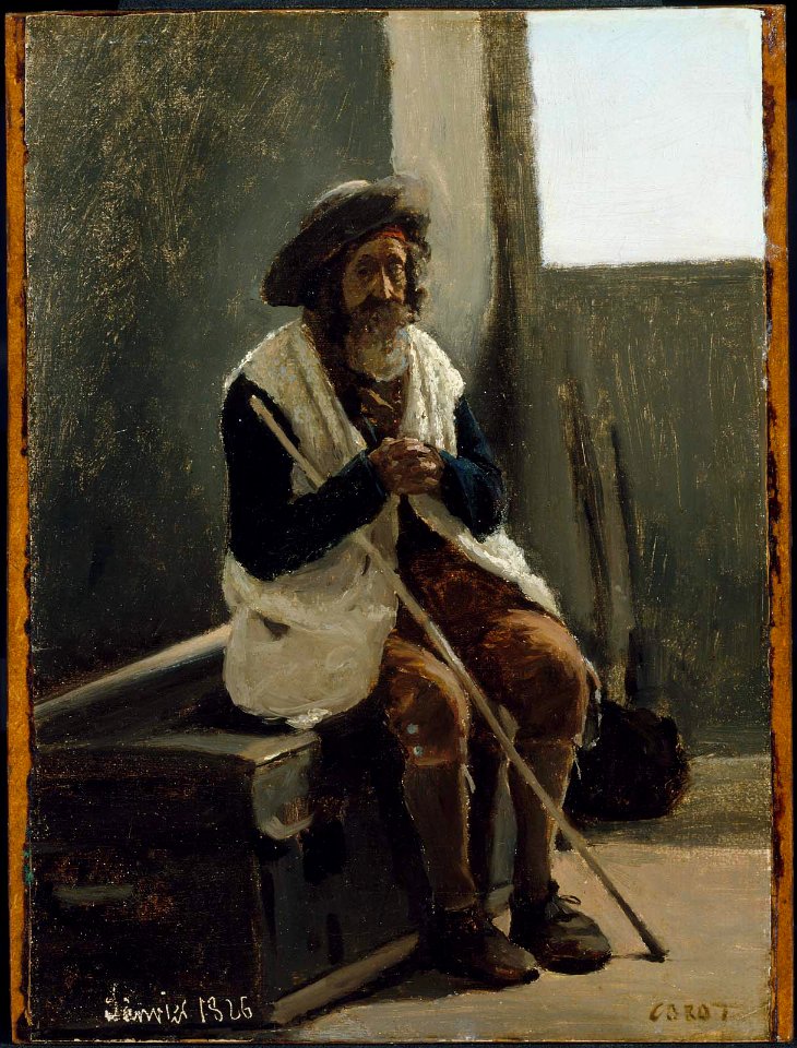 Corot - Old Man Seated on a Trunk, 1826