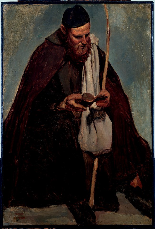 Corot - Moine italien assis, lisant, ca. 1827