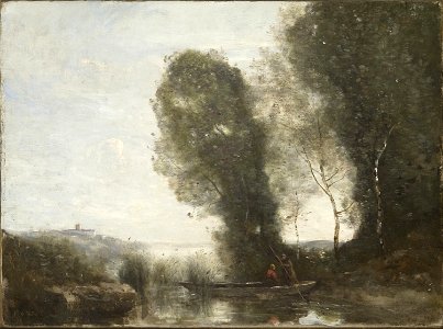 Corot - The Ferry, 1865-1872. Free illustration for personal and commercial use.