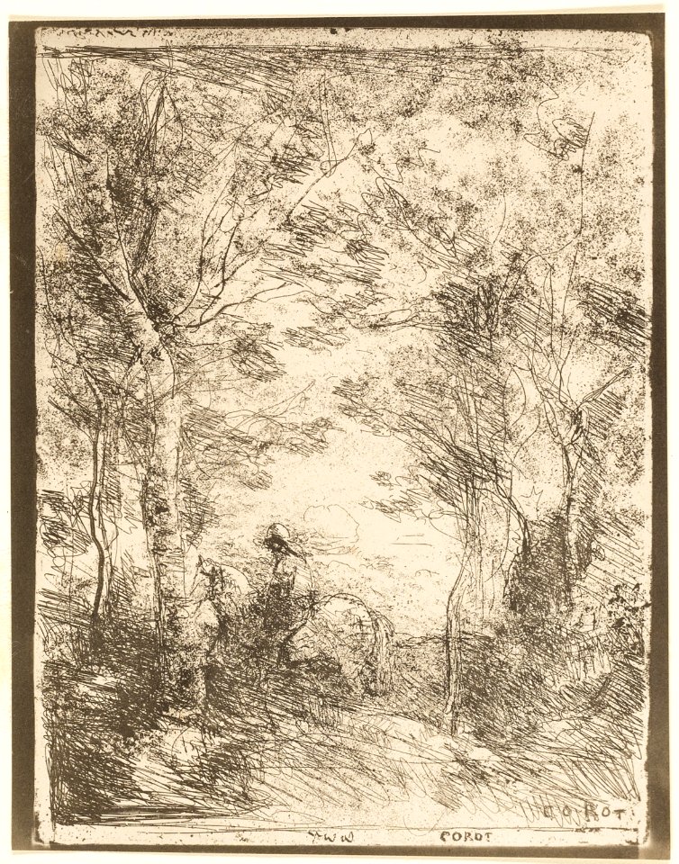Corot - The Rider in the Woods, small plate, 1854, 1926.2199