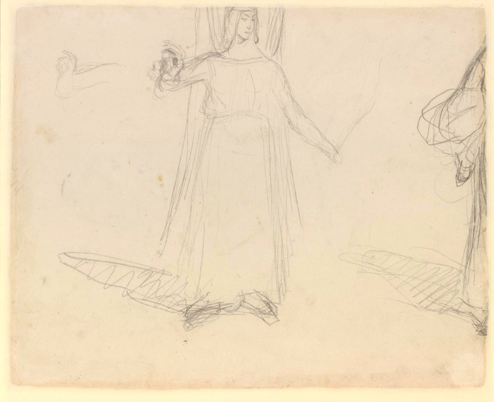 Corot - Verso Studies of angel, 1935,0608.2