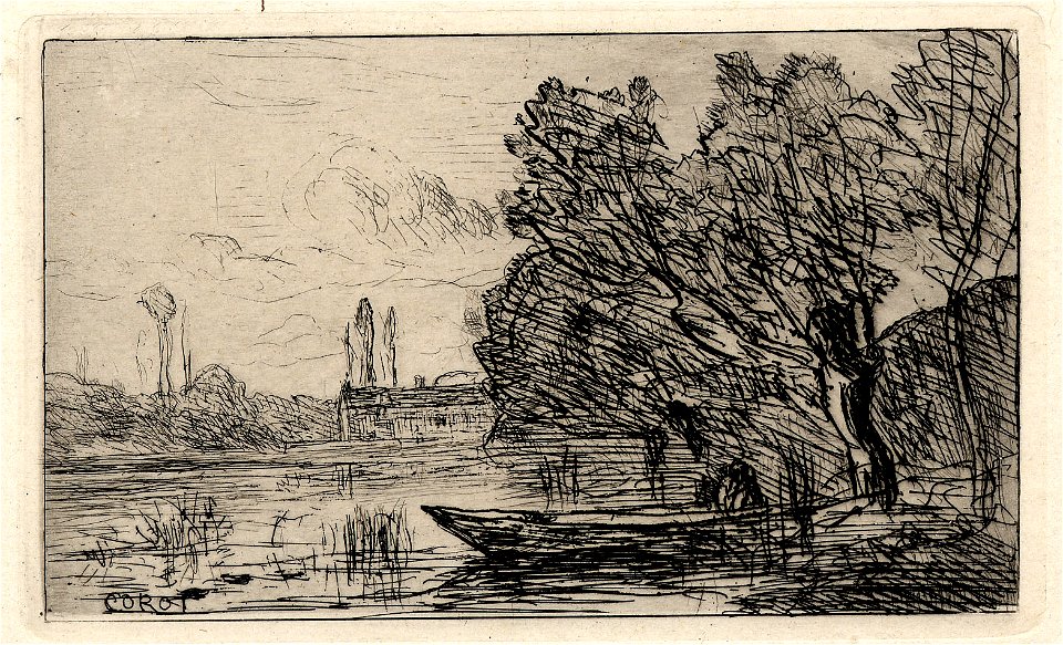 Corot - Ville d'Avray Le Bateau sous les Saules (Effet de Matin), 1865,1209.709