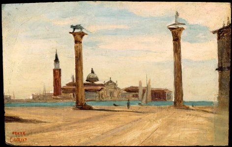 Corot - The Piazzetta, Venice, 1828. Free illustration for personal and commercial use.