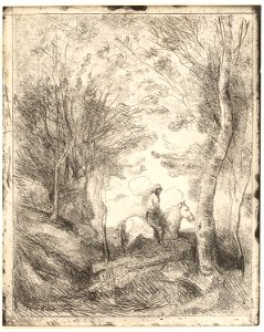 Corot - The Rider in the Woods, large plate, c. 1854, 1926.2202