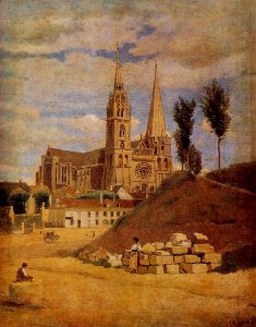 Jean-Baptiste Camille Corot Chartres Cathedral. Free illustration for personal and commercial use.