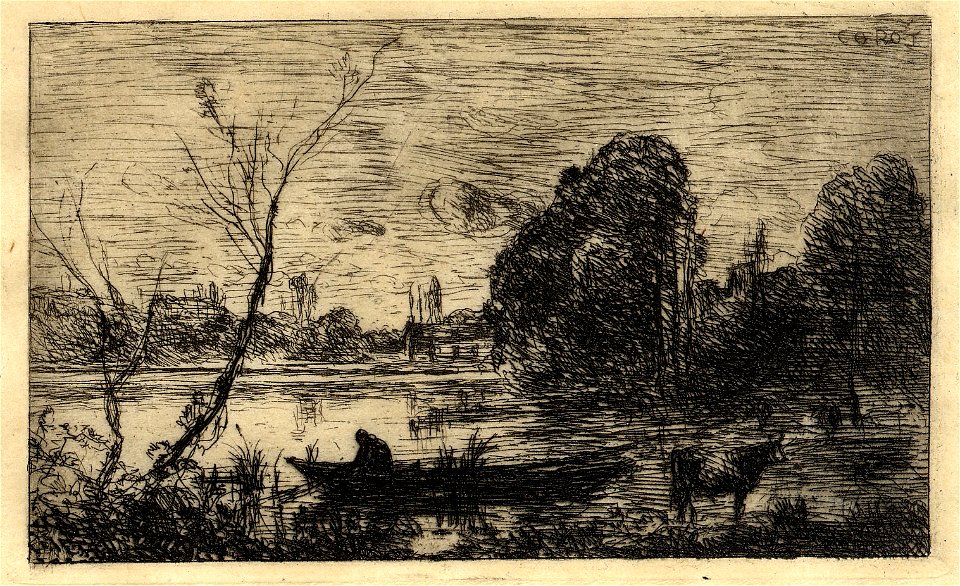 Corot - Ville d'Avray l'Étang au Batelier (Effet du Soir), 1872,0113.444.+