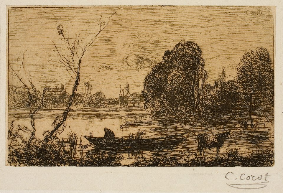 Corot - Ville d’Avray Pond with Boatman, Evening, 1862–63, 1927.2552