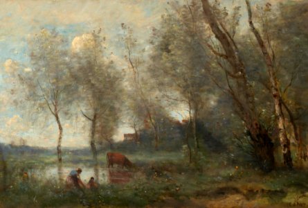 Corot - The Pond, ca. 1868–70. Free illustration for personal and commercial use.