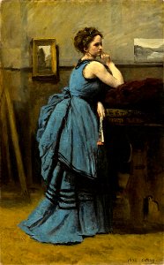 Jean-Baptiste-Camille Corot - Lady in Blue - WGA5304