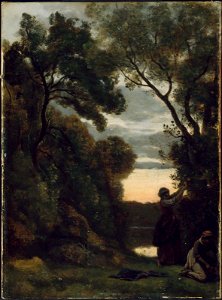 Corot - Twilight, 1845–60. Free illustration for personal and commercial use.