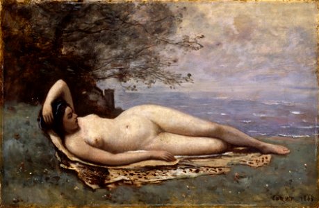 Camille Corot - Bacchante by the Sea - 1865. Free illustration for personal and commercial use.