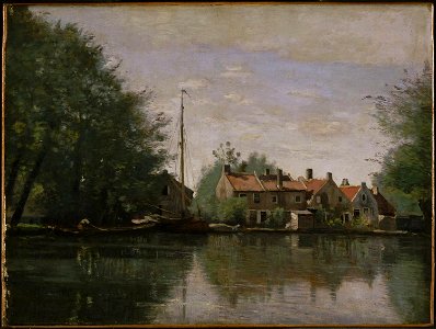 Corot - View in Holland, c. 1854. Free illustration for personal and commercial use.