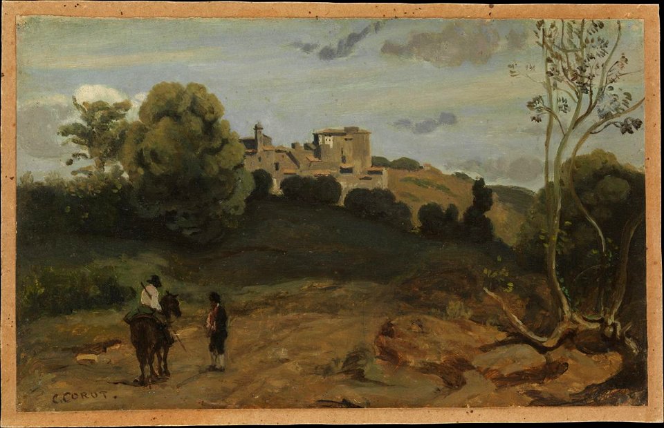 Corot - View of Genzano with a Rider and Peasant, 1843 or later