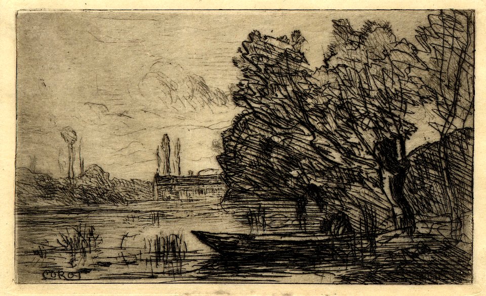 Corot - Ville d'Avray Le Bateau sous les Saules (Effet de Matin), 1872,0113.445.+