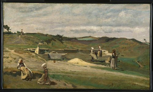 Corot - Wall, Côtes-du-Nord, Brittany, c. 1855. Free illustration for personal and commercial use.