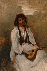 Seated Woman with Mandolin by Jean-Baptiste-Camille Corot