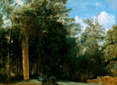 Corot - Lichtung im Wald von Fontainebleau mit einer kleinen Mauer, um 1830-35