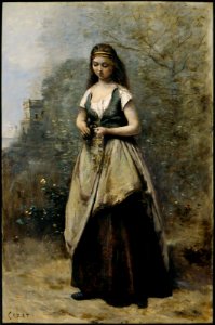 Corot - Young Woman Weaving a Wreath of Flowers, about 1866–70