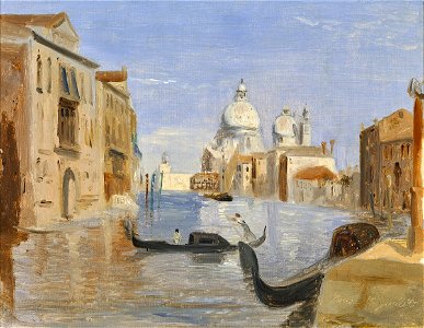 View of Venice by Jean-Baptiste-Camille Corot, 1828. Free illustration for personal and commercial use.