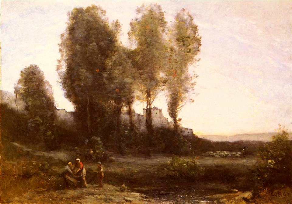 Corot Jean-Baptiste Camille Le Monastere Derriere Les Arbres