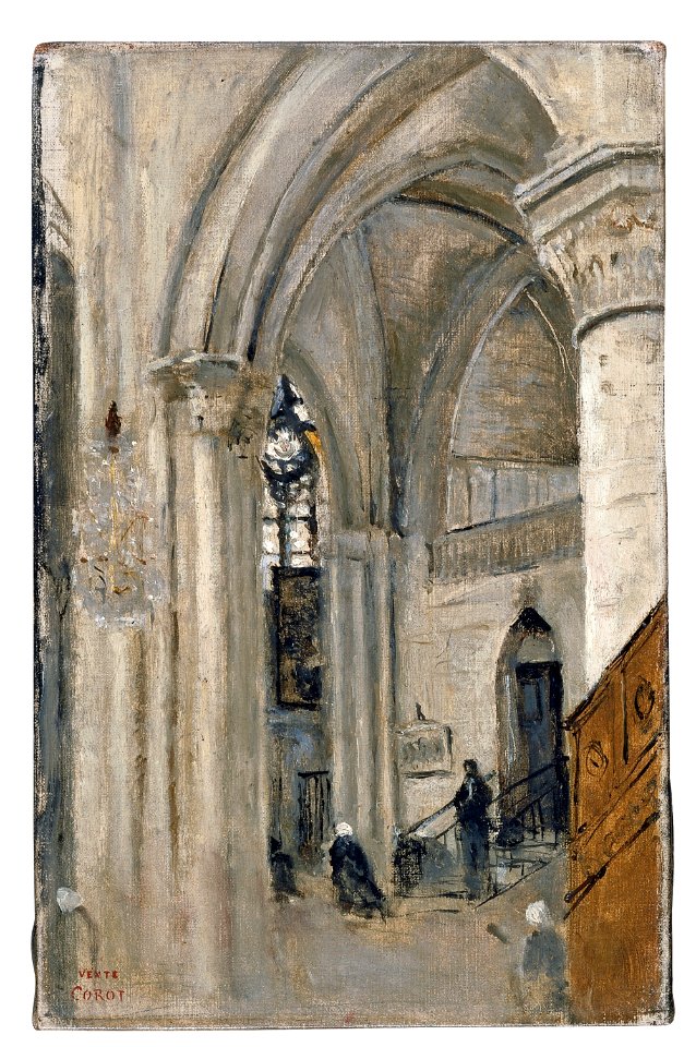 Jean-Baptiste Camille Corot - Intérieur de l'église à Mantes