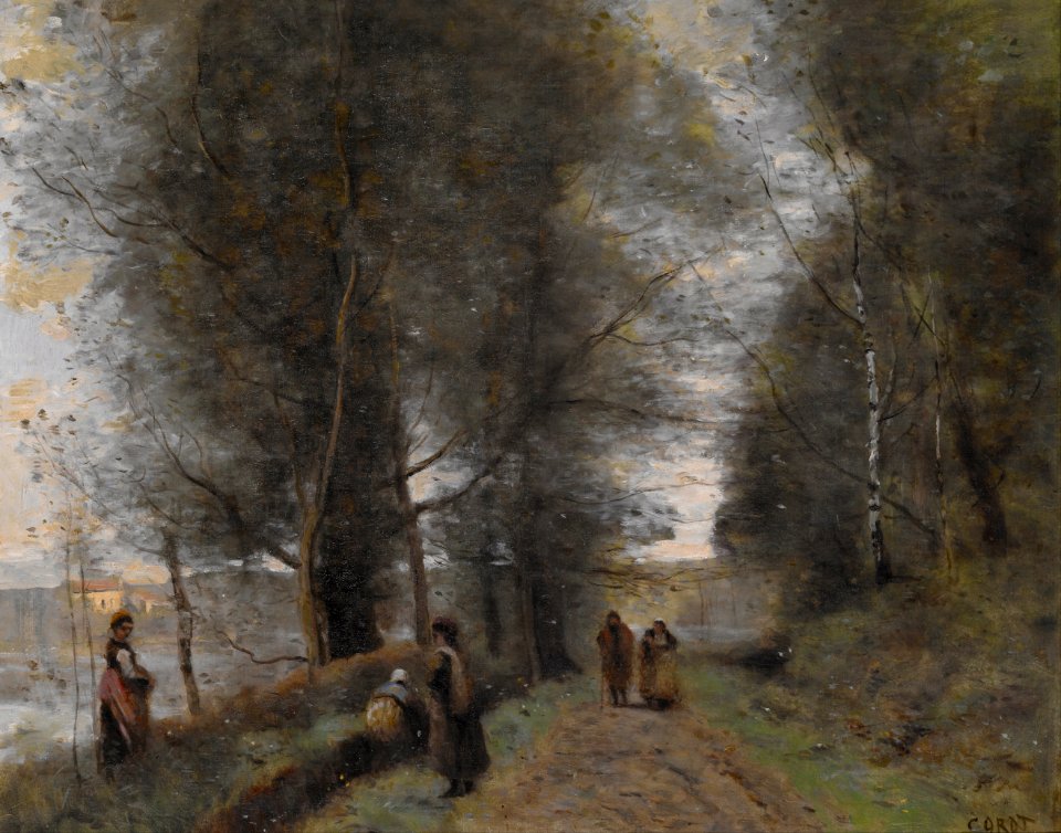 Corot, Jean-Baptiste-Camille - Ville d'Avray, Woodland Path Bordering the Pond - Google Art Project