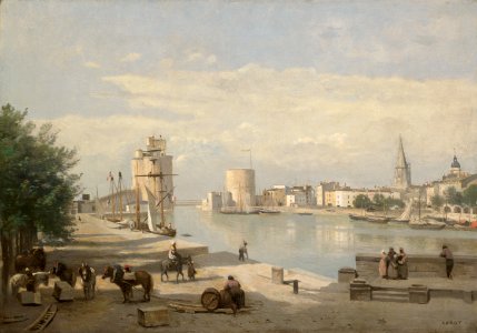 The Harbor of La Rochelle by Jean-Baptiste-Camille Corot. Free illustration for personal and commercial use.