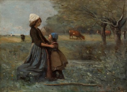 Jean-Baptiste-Camille Corot - Les deux soeurs dans la prairie