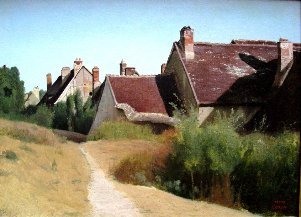 'Houses near Orleans', oil painting by Jean-Baptiste-Camille Corot